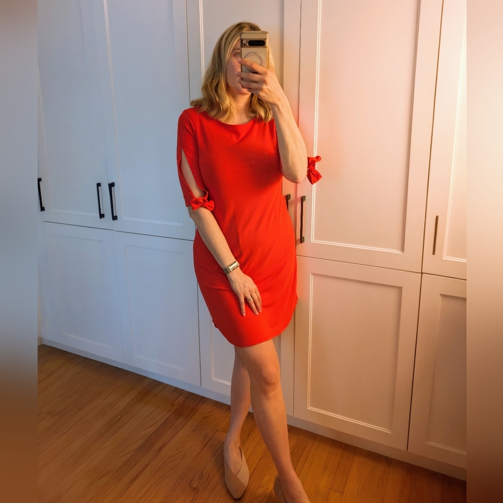 Iris Setlakwe Shift Dress – Vibrant Coral Orange – Size L (fits M/L)